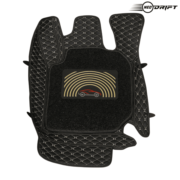 Neodrift - Car 7D Floor Mats for Mahindra Thar-#Color_Black + Beige