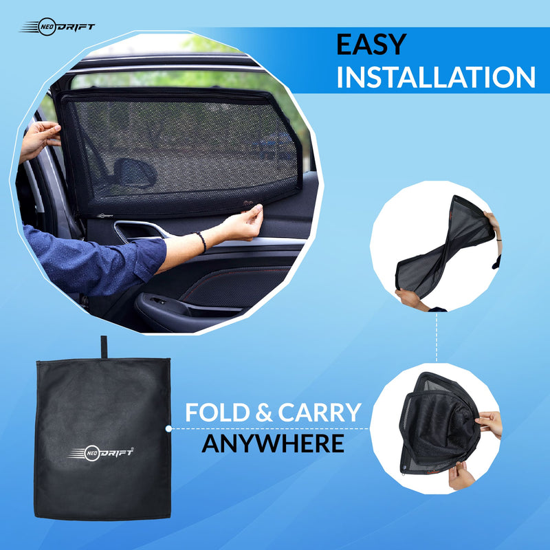 Neodrift 'NeoShade' Magnetic Car Sunshades for Honda Amaze (Set of 4pcs.)