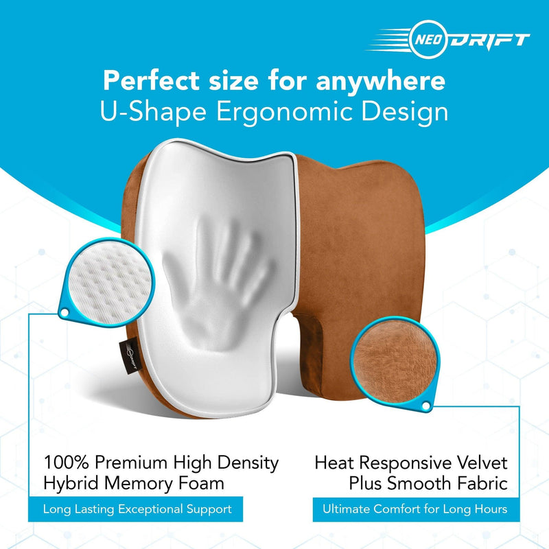 Neodrift® 'OrthoRest' - Memory Foam Seat Cushion for Coccyx & Back Support-