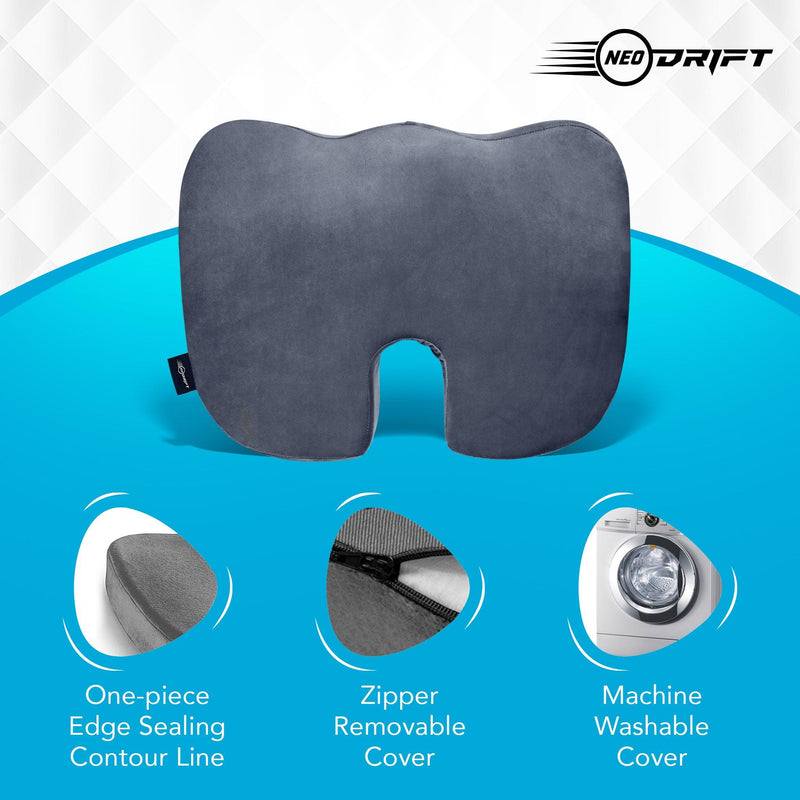 Neodrift® 'OrthoRest' - Memory Foam Seat Cushion for Coccyx & Back Support-