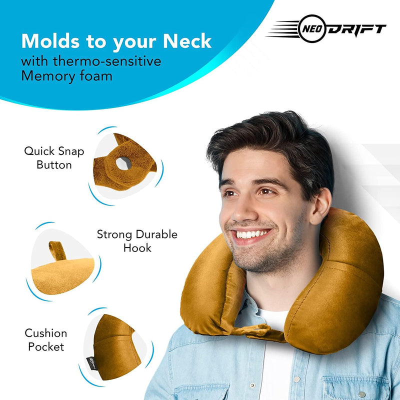 Neodrift® 'TravelNeck' - Memory Foam Travel Pillow for Neck Support-