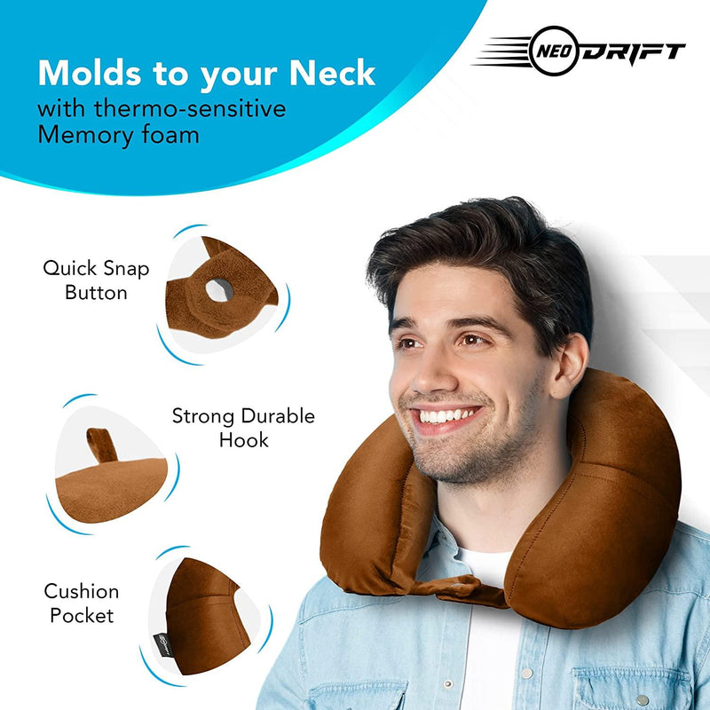 Neodrift® 'TravelNeck' - Memory Foam Travel Pillow for Neck Support-