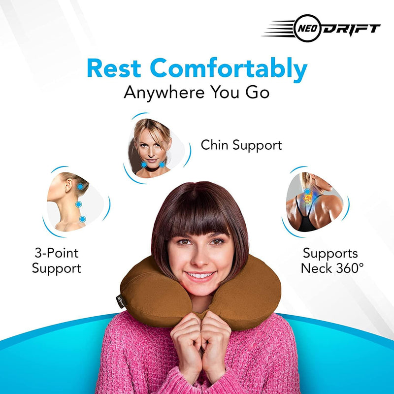 Neodrift® 'TravelNeck' - Memory Foam Travel Pillow for Neck Support-