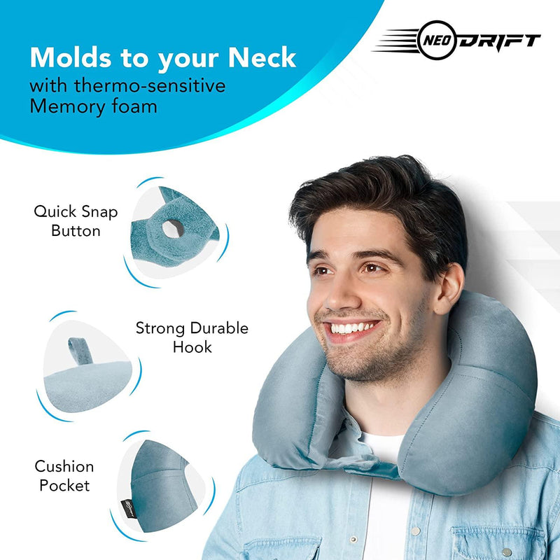 Neodrift® 'TravelNeck' - Memory Foam Travel Pillow for Neck Support-