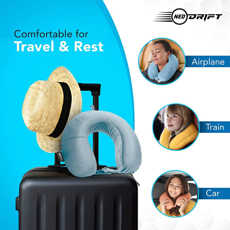 Neodrift® 'TravelNeck' - Memory Foam Travel Pillow for Neck Support-