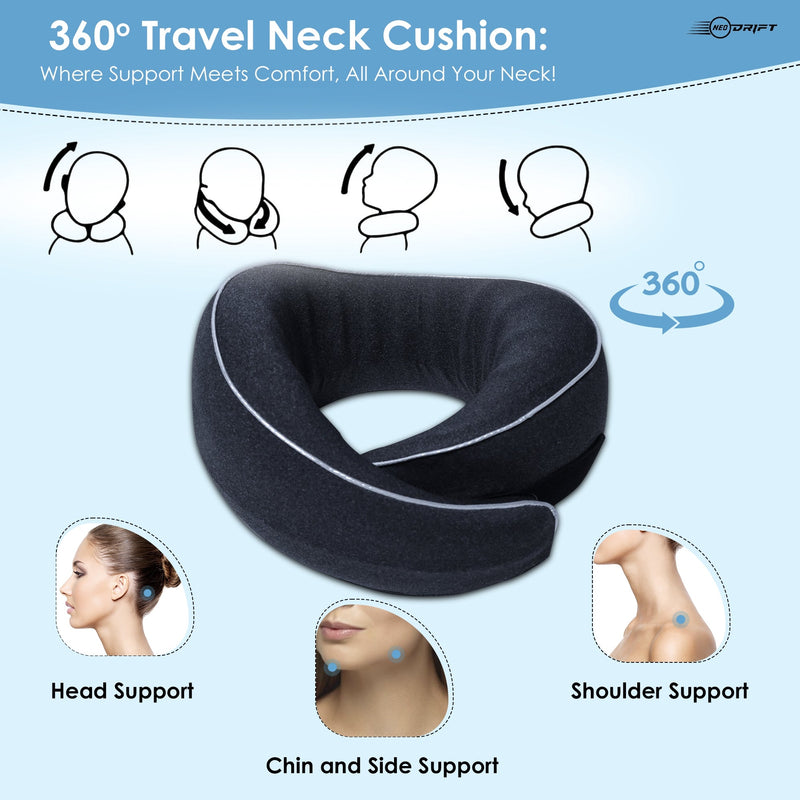 Neodrift 'TravelNeck' - Memory Foam Travel Pillow for Neck Support
